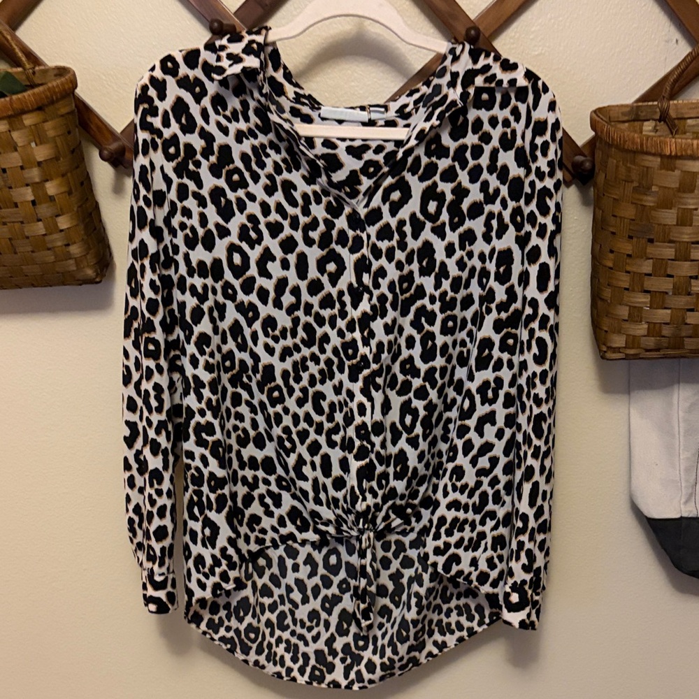 Susan Graver Black and White Animal Print Blouse